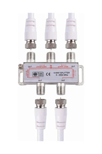 harry 1 Uydu Anteni Ile 4 Tv Bağlayan Uydu Dağıtıcı Sinyal Bölücü Splitter 2500 Mhz+ 5 Adet F Konnektör - Resim 3