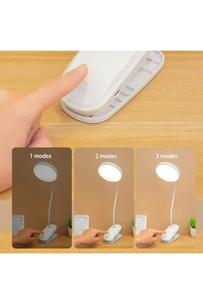 harry Şarjlı Usb'li Dokunmatik Düğmeli Masa Lambası Yuvarlak Beyaz-Günışığı (karışık) Renkli Üç Modlu - Resim 2