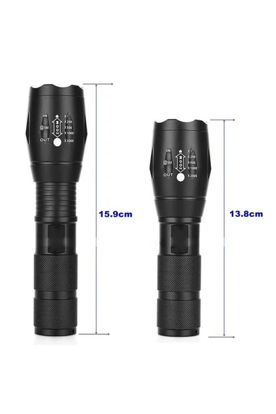 harry Şarjlı Su Geçirmez 2000x Zoomlu 4 Modlu Power Ledli Uzun Menzilli Yüksek Kaliteli El Feneri - Resim 4