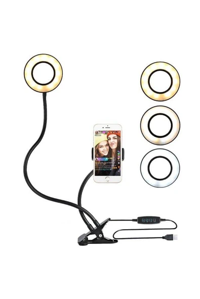 harry Led Ring Light Youtuber Light Stüdyo Işığı Akrobat Selfie Led Masa Lambası 3 Renk Işıklı ürün görseli