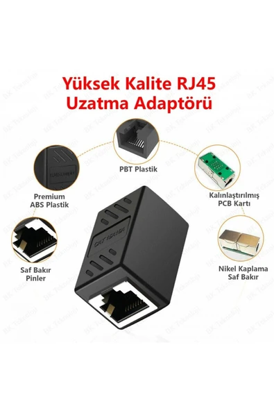 harry Yeni Rj45 Dişi Dişi Cat5e/cat6 Ethernet Lan Ağı Birleştirici Ara Aparatı Internet Kablosu Uzatıcısı - Resim 3