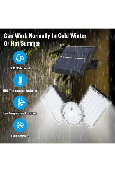 Rabelix Online Marketing 112 Led Güneş Enerjili Kumandalı 3 Çalışma Modlu Çift Başlıklı Bahçe,Garaj,Teras Sokak Lambası - Resim 5