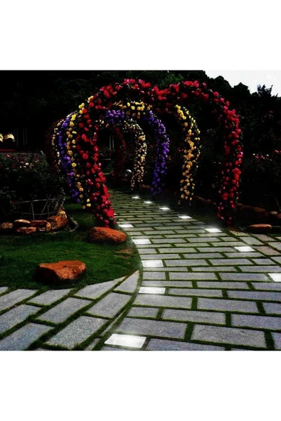 harry Güneş Enerjili Solar LEDli Buzlu Cam Tuğla Görünümlü Beyaz Renk Peyzaj Bahçe Yolu Veranda Aydınlatma - Resim 8