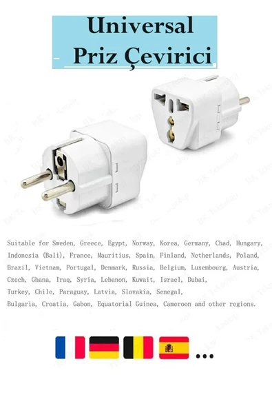 harry 5 Adet Çevirici Priz Amerikan Japonya Ingiliz Fiş Dönüştürücü Türk Tipe Fiş Çeviren Adaptör Başlık - Resim 2