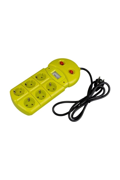 harry 6'LI 1.5 METRE KABLOLU LED IŞIKLI AKIM GÖSTERGELİ AKIM KORUMA ÇOCUK VE YANGIN KORUMA 2 ANAHTARLI - Resim 3