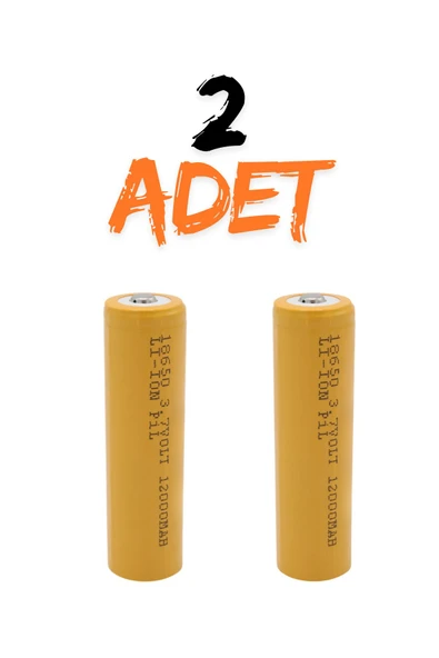 harry 2 Adet 3.7 Volt 12000 Mah 18650 Başlıklı Pil Şarj Edilebilir PİL Li-ion (Lityum İyon) FENER PİLİ - 1