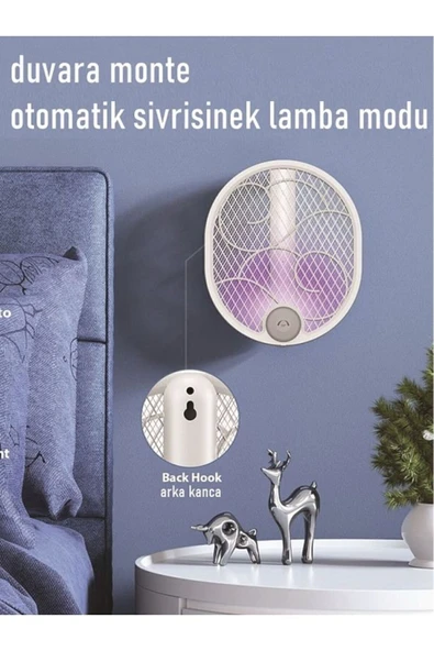 Rabelix Online Marketing Katlanır USB Şarjlı Uv Işıklı Elektrikli Sivrisinek Öldürücü Raket Sinek Öldürücü - Resim 2