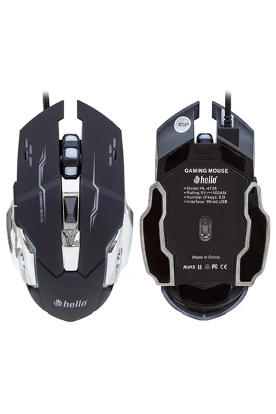 harry 3600 Dpı 6 Tuş Fonksiyonlu,led Işıklı,optik Kablolu Oyuncu Mouse - Resim 2