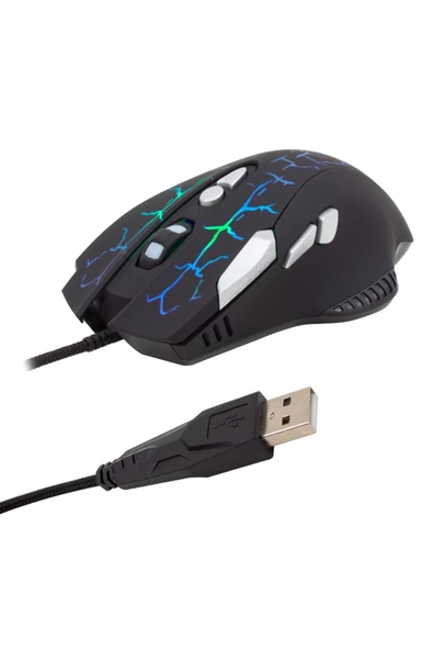 harry 3600 Dpı 6 Tuş Fonksiyonlu,led Işıklı,optik Kablolu Oyuncu Mouse-Gaming Mouse ürün görseli
