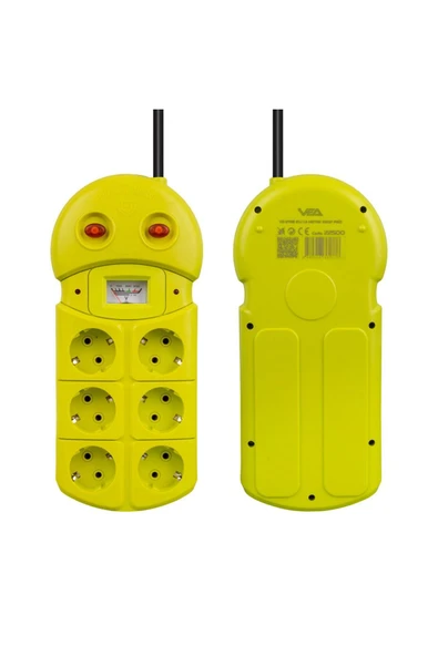 harry 6'LI 1.5 METRE KABLOLU LED IŞIKLI AKIM GÖSTERGELİ AKIM KORUMA ÇOCUK VE YANGIN KORUMA 2 ANAHTARLI ürün görseli