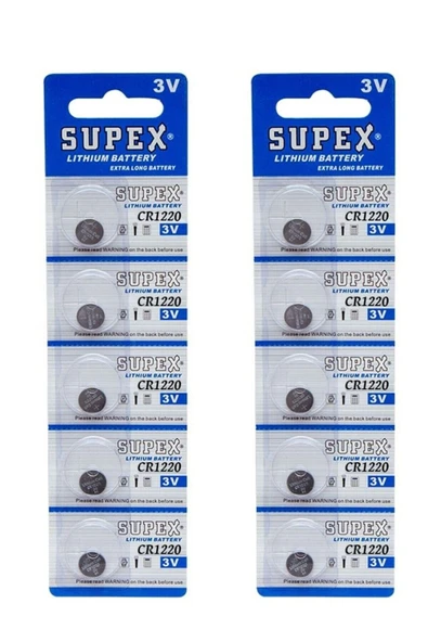 harry 10 Adet Cr1220 3v Lityum Pil Blister Paket (KOL SAATİ-HESAP MAKİNESİ-ARABA ANAHTARI) Supex