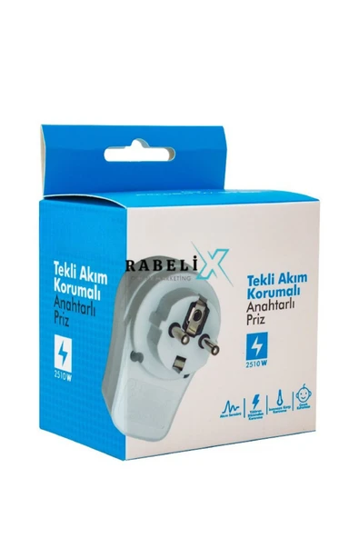 Rabelix Online Marketing 2 Adet Akım ve Çocuk Korumalı Tekli Priz 2510 Watt Anahtarlı Led Işıklı 10 Amper - Resim 4
