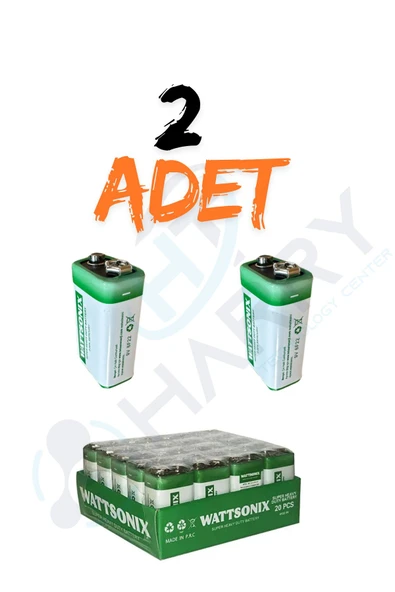 harry 2 ADET 9 Volt Pil - 9V Oyuncak Araba Drone Kumanda Pili -9Volt Çift Başlı Kare Pil - 1