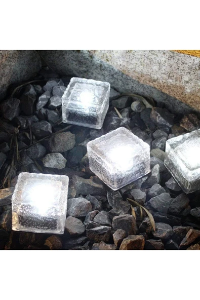 harry Güneş Enerjili Solar LEDli Buzlu Cam Tuğla Görünümlü Beyaz Renk Peyzaj Bahçe Yolu Veranda Aydınlatma - Resim 5