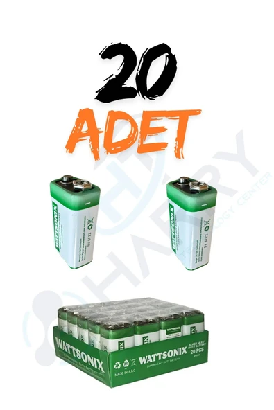 harry 20 ADET 9 Volt Pil - 9V Oyuncak Araba Drone Kumanda Pili -9Volt Çift Başlı Kare Pil ürün görseli