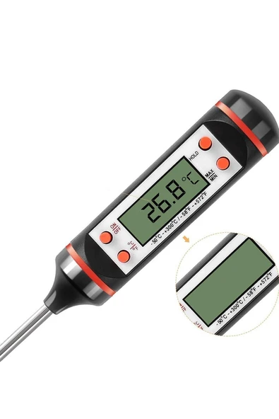 harry Gıda Et Su Süt Sıcaklık Ölçer Termometresi Daldırma Tip Yiyecek Sıvı Gıda Isı Ölçüm Saplamalı - 8