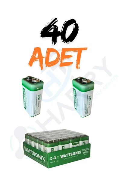 harry 40 ADET 9 Volt Pil - 9V Oyuncak Araba Drone Kumanda Pili -9Volt Çift Başlı Kare Pil ürün görseli