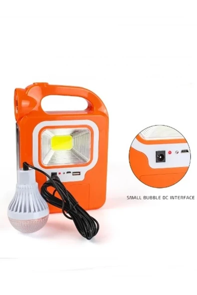 harry Şarjlı Güneş Enerjili 2.6 Mt Kablolu Ampullu Led Solar Powerbank Özellikli Işıldak - Resim 3