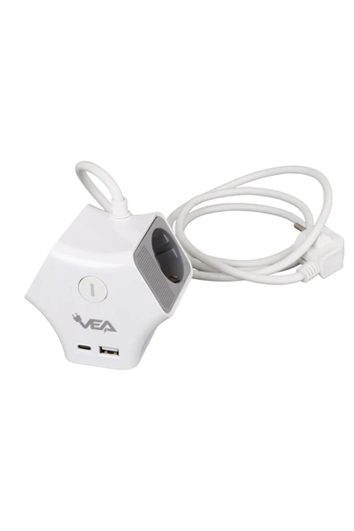 harry 3'LU 1.5 METRE KABLOLU USB'+TYPE-C GİRİŞLİ  AKIM VE ÇOCUK KORUMALI ÜÇLÜ PRİZ HIZLI ŞARJ ANAHTARLI - 3