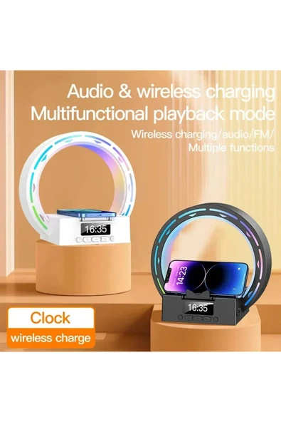 harry Şarjlı Radyolu Kablosuz Şarj Özellikjli Bluetooth Hoparlör 6 Farklı Aydınlatma Modu Alarmlı ürün görseli