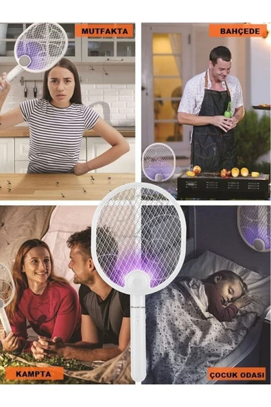 Rabelix Online Marketing Katlanır USB Şarjlı Uv Işıklı Elektrikli Sivrisinek Öldürücü Raket Sinek Öldürücü - Resim 3