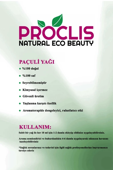 PROCLİS Paçuli Uçucu Yağı %100 Saf 10 ml ( Patchouli Oil ) Sprey Başlıklı - 4