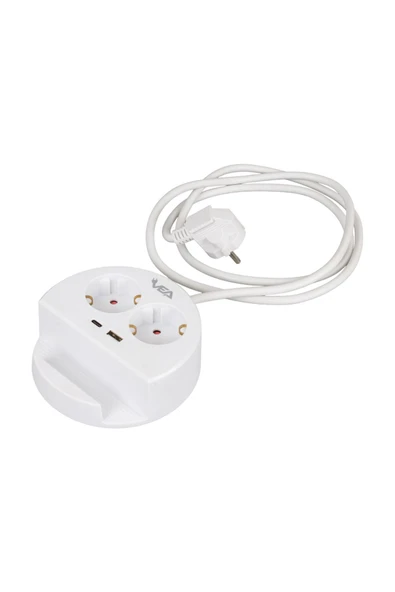 harry 2'LI 1.5 METRE KABLOLU 1 USB +TYPE-C TELEFON STANDLI AKIM KORUMALI İKİLİ PRİZ 2.4 AMPER USB ürün görseli