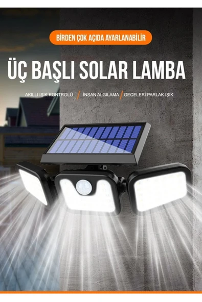 Rabelix Online Marketing Solar Güneş Enerjili 74 Ledli Hareket Sensörlü 3 Modlu Bahçe Balkon Aydınlatma Sokak Lambası ürün görseli