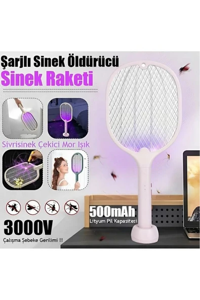 Rabelix Online Marketing Ayaklı USB Şarjlı Uv Işıklı Elektrikli Sivrisinek Öldürücü Raket Sinek Öldürücü ürün görseli