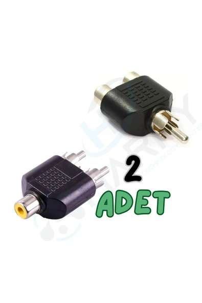 harry 2 Adet 1 Erkek Rca - 2 Rca Dişi Jak Jack Rca Fiş To Çift Dönüştürücü Çevirici Çoğaltıcı ürün görseli