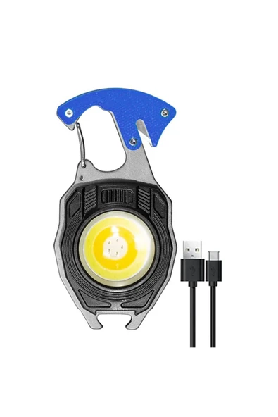 harry 500 Lümen Kamp Feneri Çok Fonksiyonlu Fener Anahtarlık USB Çakmak Cam Kırıcı Kemer Kesici Tornavida - Resim 8