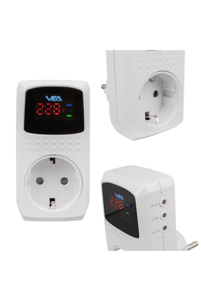 harry 3520 Watt 16 Amper Digital Göstergeli Akım Korumalı Tekli Priz Çocuk Korumalı - Resim 2