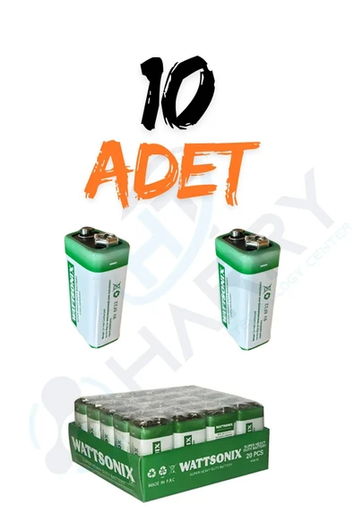 harry 10 ADET 9 Volt Pil - 9V Oyuncak Araba Drone Kumanda Pili -9Volt Çift Başlı Kare Pil ürün görseli