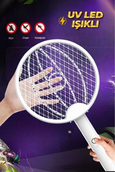 Rabelix Online Marketing Katlanır USB Şarjlı Uv Işıklı Elektrikli Sivrisinek Öldürücü Raket Sinek Öldürücü - Resim 5