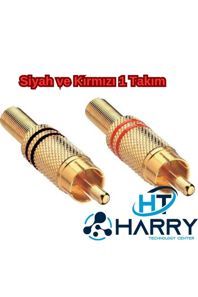 harry 2 Adet Gold Rca Fiş Erkek Metal Konnektör (Kırmızı ve Siyah 1 Takım) ürün görseli