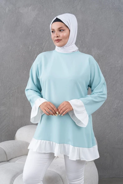 garnili fırfırlı salaş tunik - Resim 2