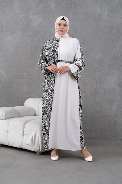 Desenli Garnili Salaş Elbise - Resim 7