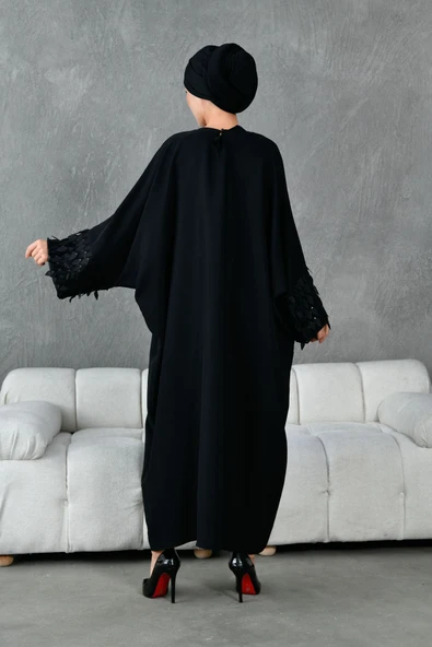 kol aksesuar detaylı ferace abaya - Resim 8