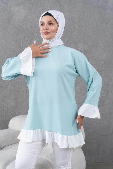 garnili fırfırlı salaş tunik - Resim 3