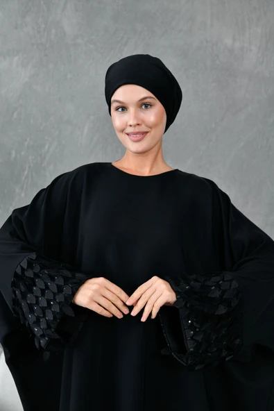 kol aksesuar detaylı ferace abaya - Resim 2