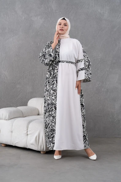 Desenli Garnili Salaş Elbise - Resim 8