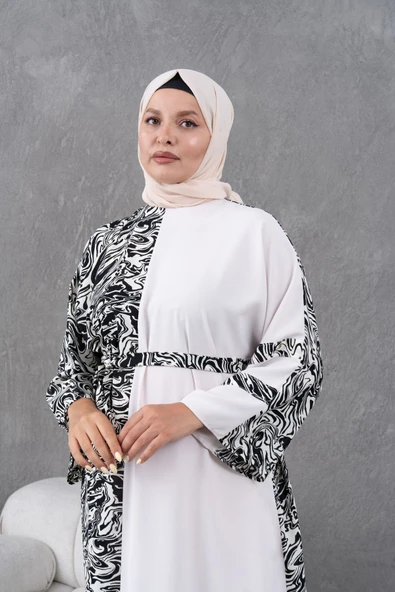 Desenli Garnili Salaş Elbise - Resim 6