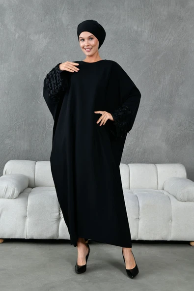 kol aksesuar detaylı ferace abaya - Resim 3