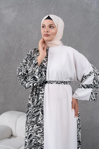 Desenli Garnili Salaş Elbise - Resim 5