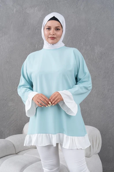 garnili fırfırlı salaş tunik - Resim 6