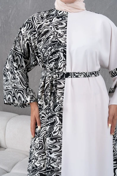 Desenli Garnili Salaş Elbise - Resim 2