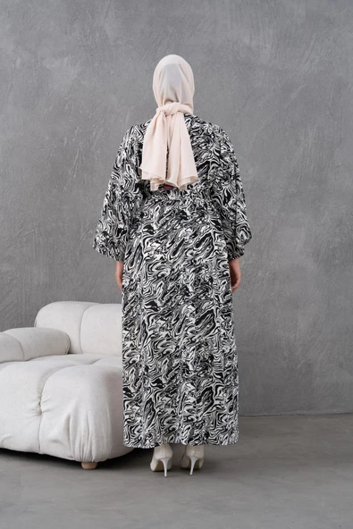 Desenli Garnili Salaş Elbise - Resim 3