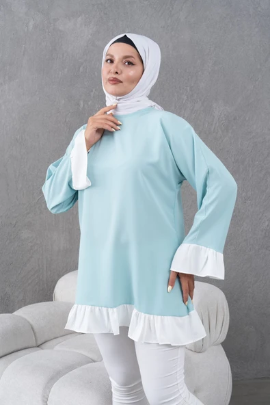 garnili fırfırlı salaş tunik - Resim 4