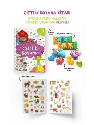 Çiftlik Boyama Kitabı - Oyun Hamuru, Oyuncak Ve Çıkartma Hediyeli ürün görseli 1
