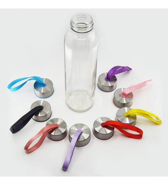 Kırmızı Renkli Kılıflı Cam Su Şişesi 500 ml - 2